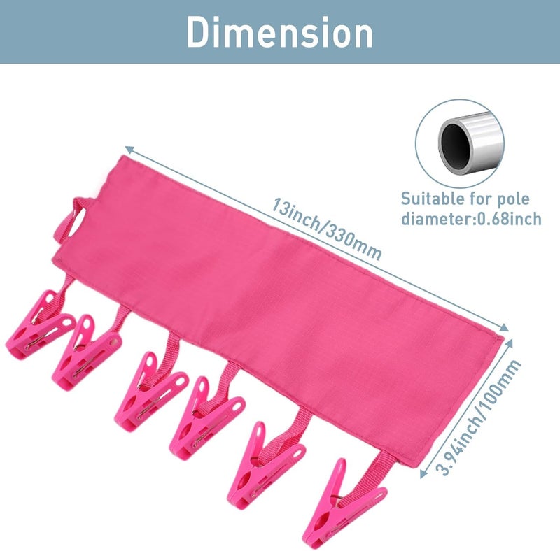 TamBee Travel Hangers Foldable for Suitcase Clothespin Travel Portable Folding Clothes Drying Hanger with 6 Clips Pack of 3 (Black, Red, Rose red) - Image 2